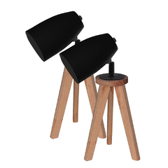 Velador Trípode Madera Con Cabezal Blanco/Negro X2 Unidades - comprar online