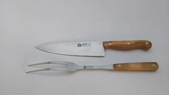 juego parrillero premium de cuchillo y trinche boker arbolito mango olivo - Ederelogia