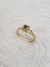 Anel Quadrado Banhado Ouro 18K e Ródio Branco com Zircônia Verde e Cristal