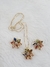 Conjunto Flor Colorida Banhada Ouro 18K