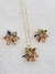 Conjunto Flor Colorida Banhada Ouro 18K - comprar online