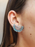 Brinco Ear Cuff Banhado Ródio Branco com Pedra Azul - comprar online