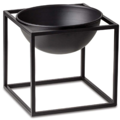 Cachepot Preto Em Metal Com Suporte P - Industrial