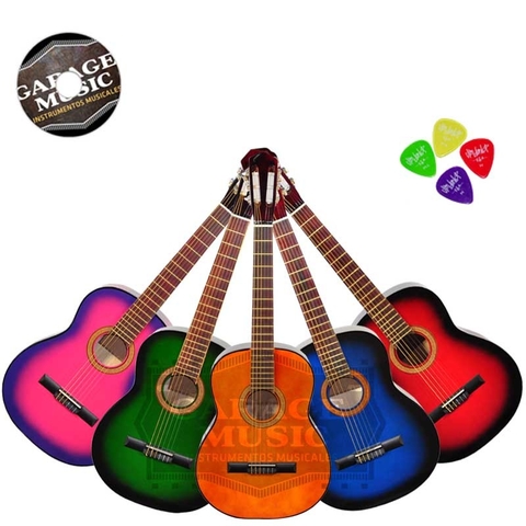 Guitarra Criolla 3/4 Niño Clásica con Funda Varios Colores