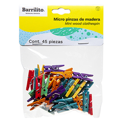 MICRO PINZAS BARRILITO CLRS 45PZS