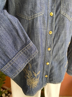 Camisa jeans com strass MOIKANA TAM P