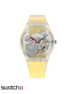 Reloj Swatch Mujer Monthly Drops Clearly Yellow Striped GE291