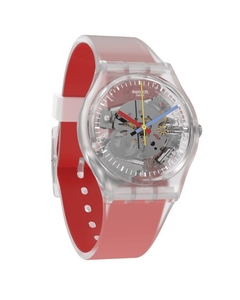 Reloj Swatch Mujer Monthly Drops Clearly Red Striped GE292 en internet