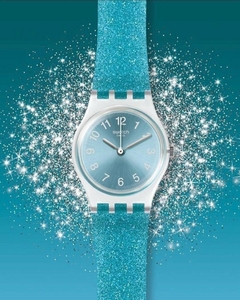 Reloj Swatch Mujer Glitter Celeste Originals Lk392 Silicona en internet