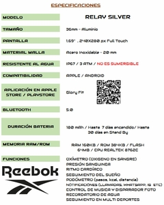 Smartwatch Reebok Relaysilver - tienda online