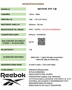 Smartwatch Reebok Active 1.0 RV-ATF-U0-PBIR-BB - tienda online