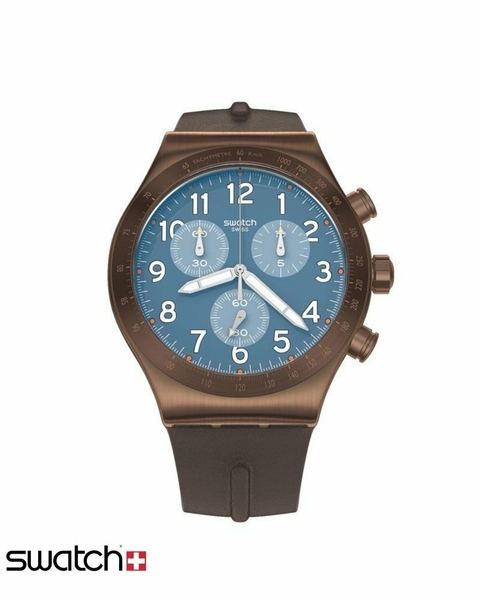 Reloj Hombre Swatch Caja De Acero Y Malla De Cuero Yvs424