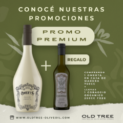 PROMO PREMIUM Gran Blend Premium, botella pintada en caja de Madera (1 Omertá x 750 cc + 1 Coraggio Orgánico x 250 cc Free)