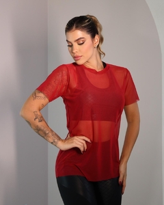 Blusa Fitness Taty Tecido Em Tule - Terra Cota