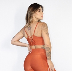 Top Fitness Ayla Canelado Com Detalhe Frontal - Laranja - comprar online