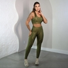 Calça Legging Sarah Recortes em Cirrê Liso E Linner 3d - Verde Militar