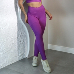 Calça Legging Eva Canelado Recorte Com Bolso – Fuchsia - comprar online