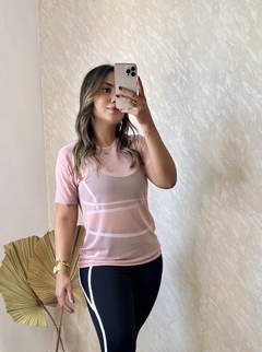 Blusa Fitness Taty Tecido Em Tule - Nude