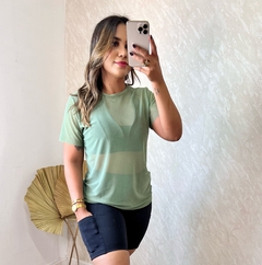 Blusa Fitness Taty Tecido Em Tule - Verde