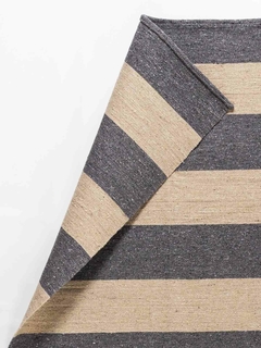 Alfombra tejida rayada 2m x 3m gris oscuro y beige - comprar online