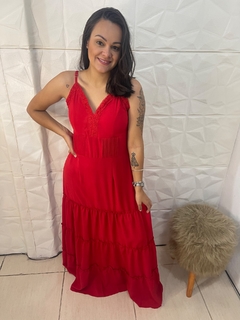 VESTIDO LONGO VISCOSE VERMELHO