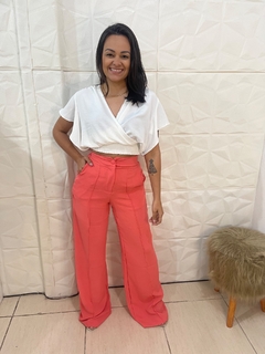 CALÇA PANTALONA CREPE DUNA CORAL