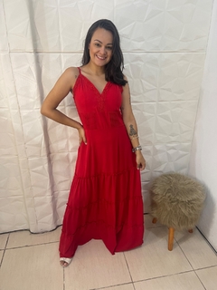 VESTIDO LONGO VISCOSE VERMELHO - comprar online