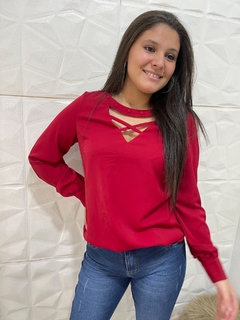 CAMISA CREPE SOCIAL VERMELHA