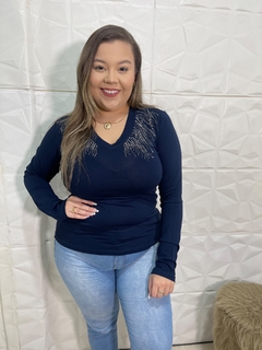 BLUSA MARINHO COM BRILHOS