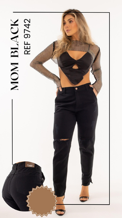 CALÇA JEANS MOM BLACK