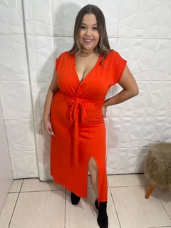 VESTIDO TRANSPASSADO LARANJA - comprar online