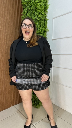 SHORT/SAIA JACARZINHO PLUSSIZE XADREZ PRETO - comprar online