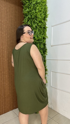 VESTIDO REGATA VISCOLYCRA BÁSICO PLUSSIZE VERDE MILITAR - comprar online