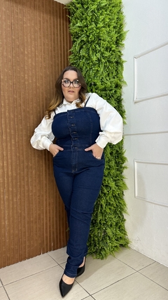 MACACÃO JEANS PLUSSIZE DE ALÇA