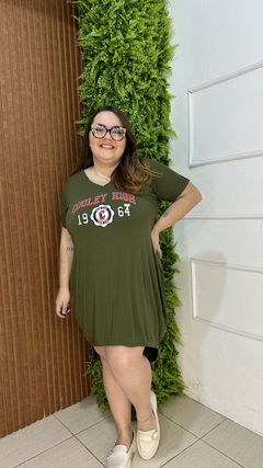 VESTIDO CAMISÃO VISCOLYCRA PLUSSIZE VERDE MILITAR