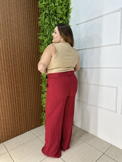 PANTALONA EM LINHO PLUSSIZE MARSALA - comprar online