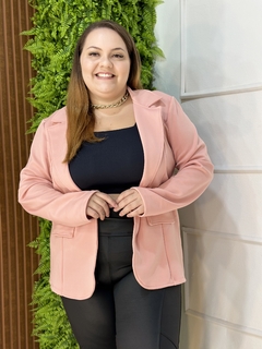 BLAZER NEOPRENE PLUSSIZE COM COSTURA ROSÉ