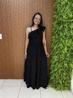 VESTIDO LONGO DUNA BABADOS PRETO