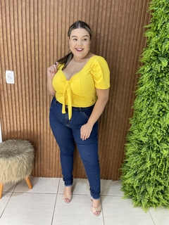 BODY POLIAMIDA PLUS LAÇO AMARELO - comprar online