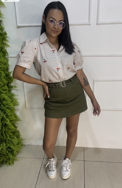 SHORT/SAIA EM SARJA VERDE MILITAR