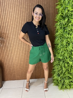 SHORT ALFAIATARIA COM CINTINHO VERDE BANDEIRA