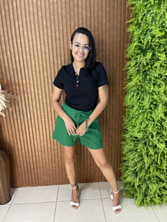 SHORT ALFAIATARIA COM CINTINHO VERDE BANDEIRA - comprar online