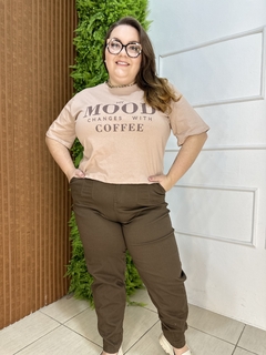 T-SHIRT CROPED MOOD COFFEE BEGE