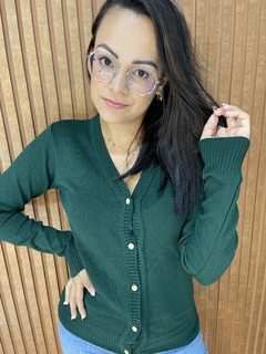 CARDIGAN TRICÔ VERDE ESCURO