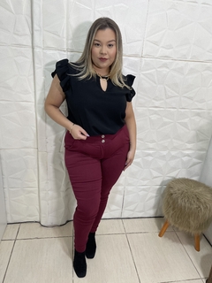 BLUSA SOCIAL BABADO PLUS PRETA - comprar online