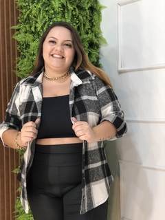 CAMISA FLANELADO XADREZ PLUSSIZE PRETA