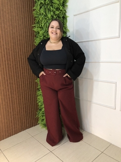 PANTALONA EM LINHO PLUSSIZE VERMELHO ESCURO - comprar online