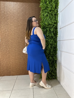 VESTIDO MIDI REGATA LISTRADA AZUL BIC - comprar online