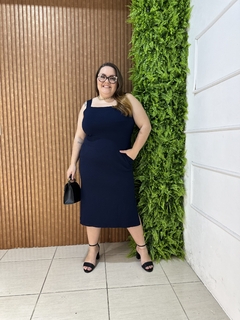 VESTIDO MIDI REGATA LISTRADA MARINHO