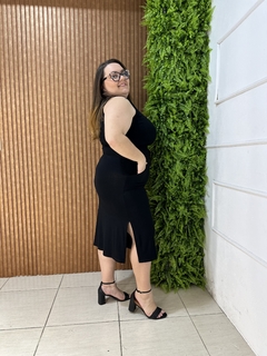 VESTIDO MIDI COM AMARRAÇÃO NA CINTURA PRETO - comprar online